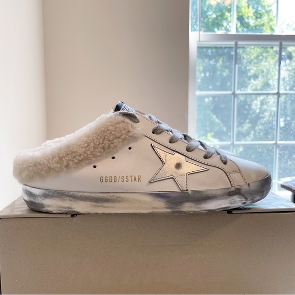 Golden Goose Superstar Sabot Shearling Sneaker White Silver Beige size 38 - Picture 9 of 15